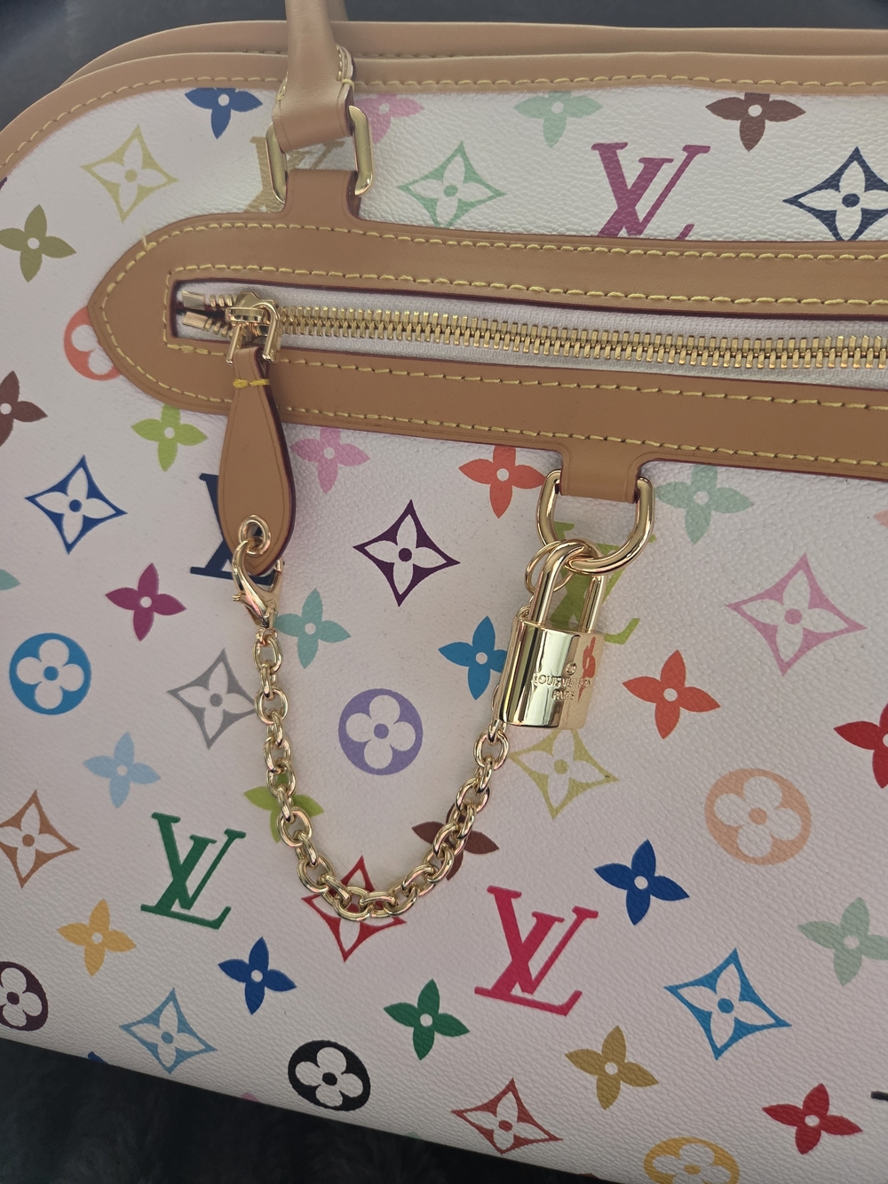 2 In 1 Multicolor White Canvas Large Shoulder Bag And Pouch - Picture 2 of 13